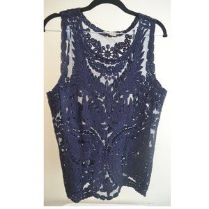 Capri by Sioni Navy Lace Top